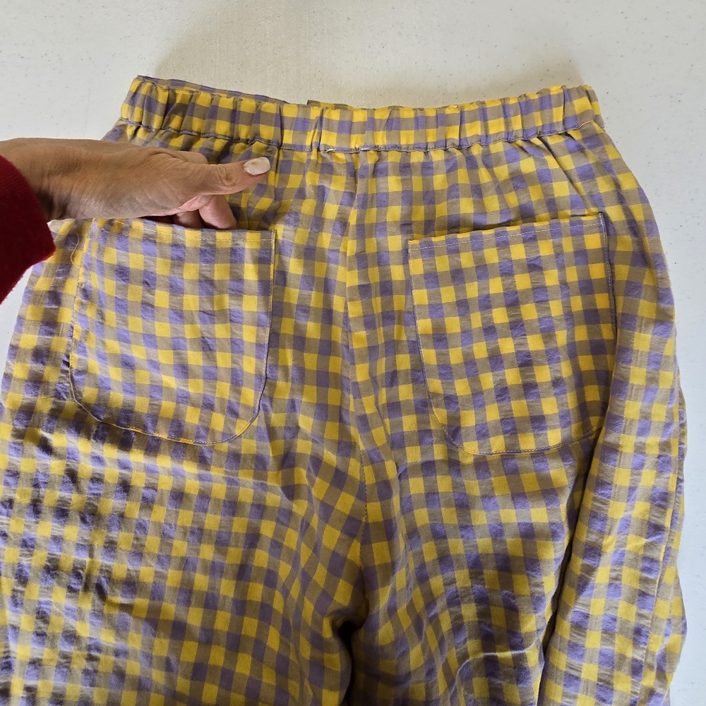 Anthropologie Yellow Violet Gingham Straight-Leg Pants - Women - Picture 13 of 13